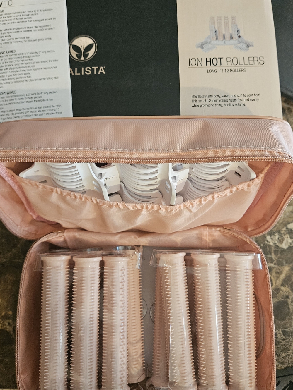 CALISTA Pink Ion Hot Rollers Set - 12 Long 1" Rollers with Carry Case